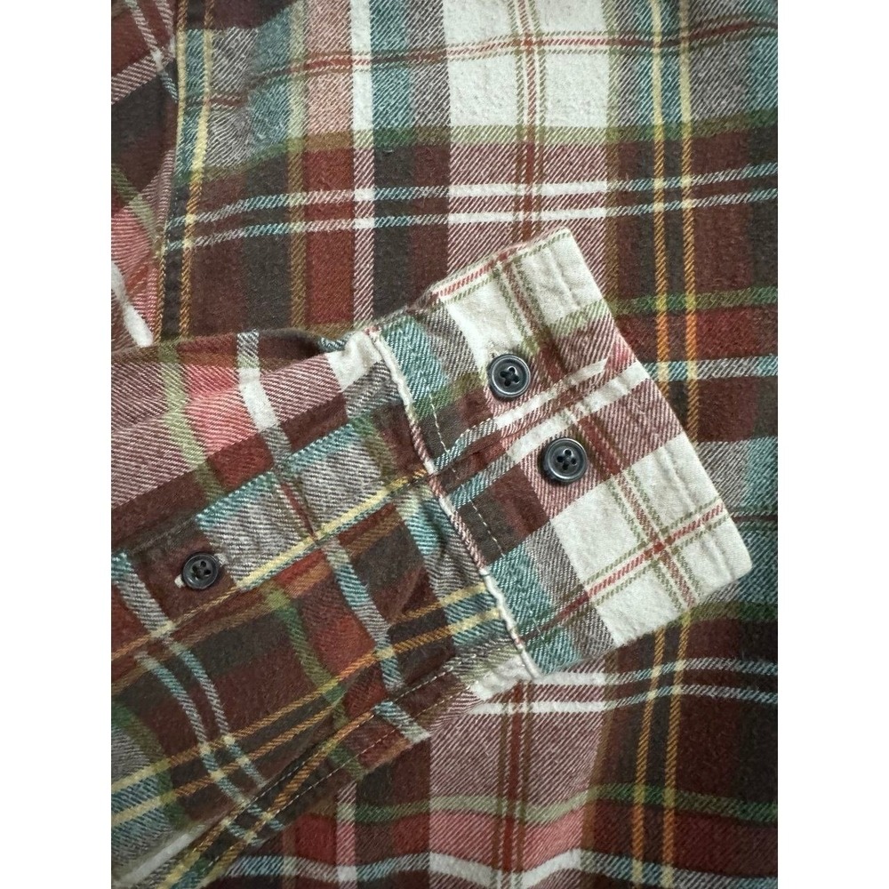Eddie Bauer Flannel Shirt Mens Medium Red Plaid Button Down‎ Cotton Long Sleeve - Picture 5 of 10
